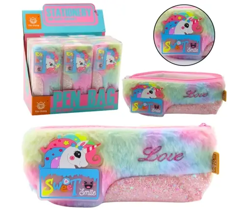 Plush Pencil Case With Unicorn Shiny Elements Unicorn Colorful