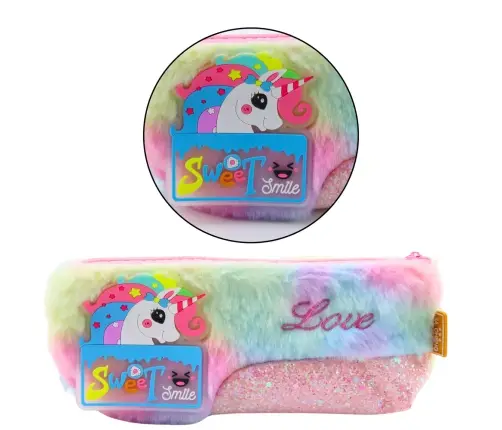 Plush Pencil Case With Unicorn Shiny Elements Unicorn Colorful