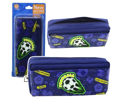 Pencil Case School Organizer with Football Navy Blue