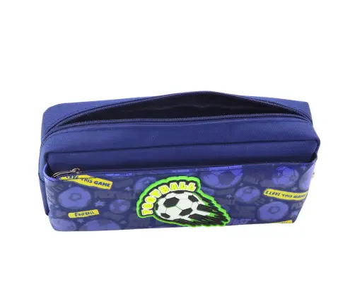 Pencil Case School Organizer with Football Navy Blue