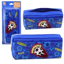 Pencil Case School Organizer with Football Blue