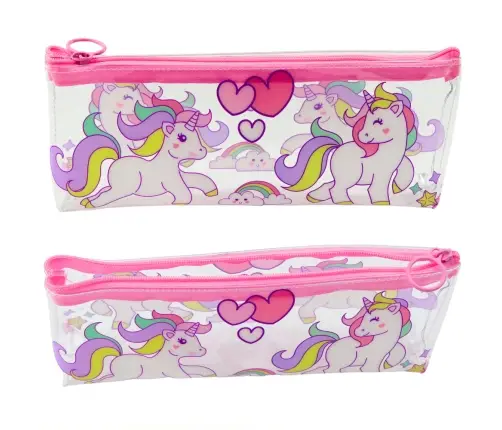 School Pencil Case for Girls Transparent Clear Unicorns