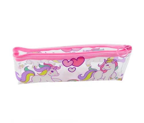 School Pencil Case for Girls Transparent Clear Unicorns