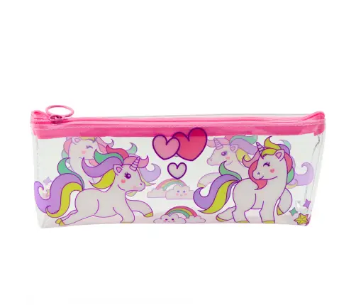 School Pencil Case for Girls Transparent Clear Unicorns