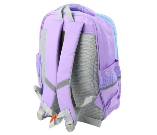 School Backpack With Patches Chest Strap Purple 16L