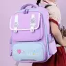 School Backpack With Patches Chest Strap Purple 16L