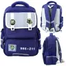 School Backpack Patches With Dinosaurs Chest Strap Navy Blue 39x27x15cm