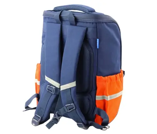 School Backpack With Dinosaur Chest Strap Navy Blue 22L