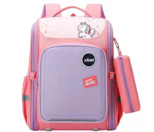 School Backpack With Unicorn Chest Strap Pastel Pink 21L 39cm