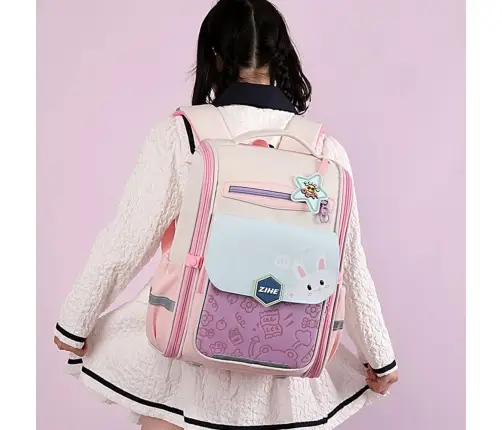 School Backpack With Rabbit Chest Strap Pastel 21L
