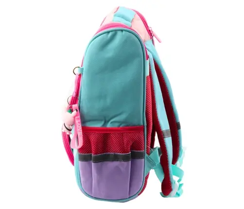 School Backpack White Cat Bag With Bird Pendant 21L