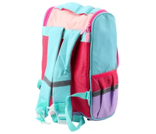 School Backpack White Cat Bag With Bird Pendant 21L