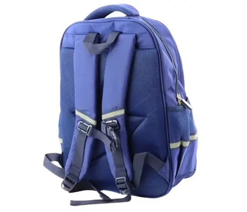 School Backpack With Patch Chest Strap Navy Blue 20L