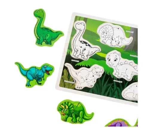 Wooden Puzzle Dinosaurs Puzzle Shapes Board 12El