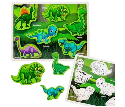 Wooden Puzzle Dinosaurs Puzzle Shapes Board 12El