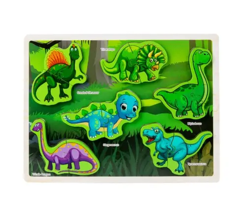 Wooden Puzzle Dinosaurs Puzzle Shapes Board 12El