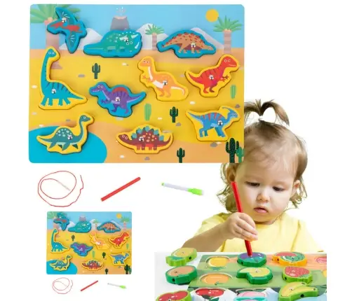 Wooden Puzzle Magnets String Interlacing Dinosaurs