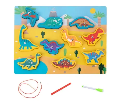 Wooden Puzzle Magnets String Interlacing Dinosaurs