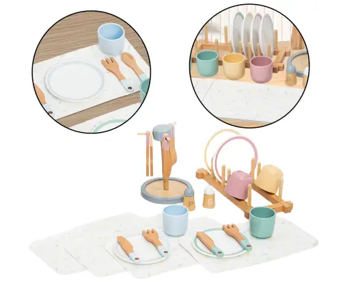Wooden Children's Tableware Set Tableware Stand 33El