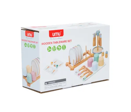 Wooden Children's Tableware Set Tableware Stand 33El