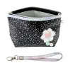 Pencil Case Cosmetic Bag Bow Shiny Dots Black 23x16cm