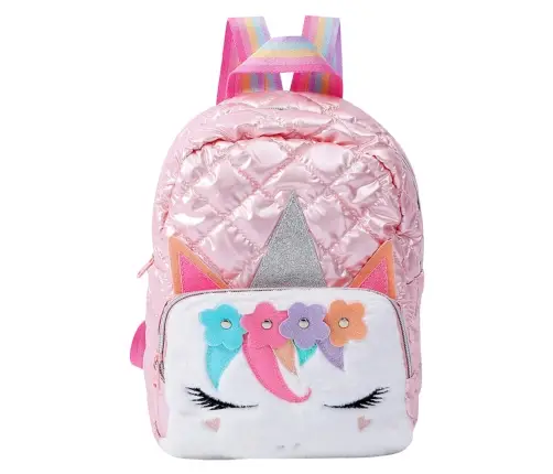 Children's Quilted School Backpack Unicorn Yellow 32cm