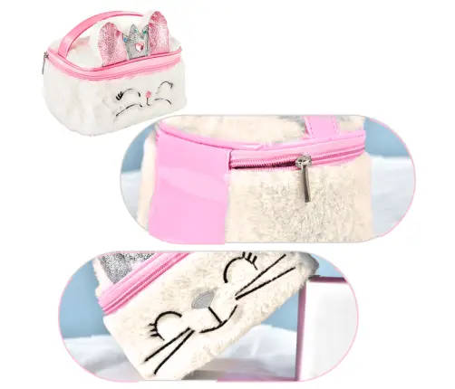 Plush Children's Cosmetic Bag Bunny Glitter White 20cm