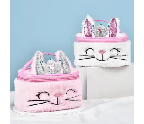 Plush Children's Cosmetic Bag Bunny Glitter White 20cm