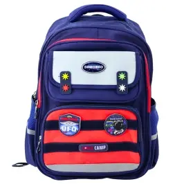 Children's School Backpack Chest Strap Navy Blue Red Space 38x28x19cm