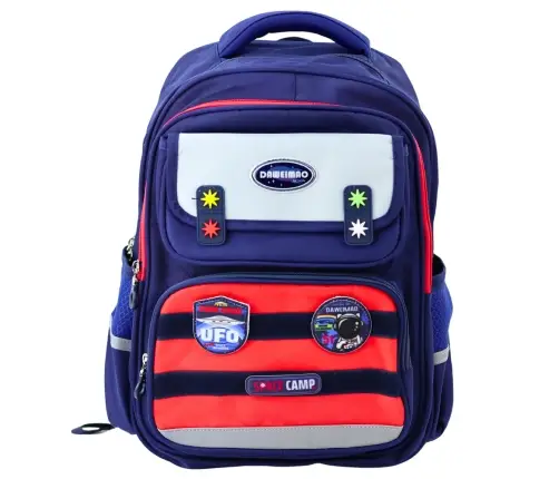 Children's School Backpack Chest Strap Navy Blue Red Space 38x28x19cm