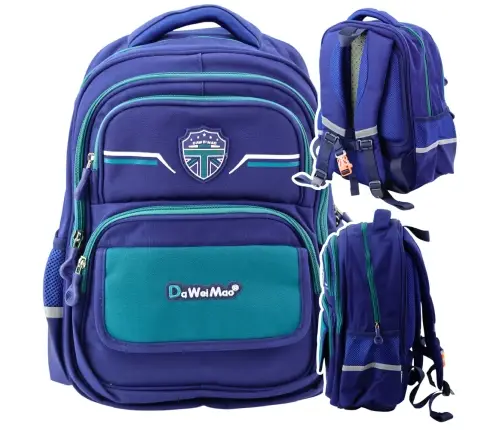 Children's School Backpack Chest Strap Navy Blue Green 38x28x19 cm