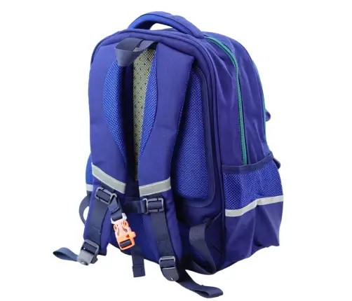 Children's School Backpack Chest Strap Navy Blue Green 38x28x19 cm