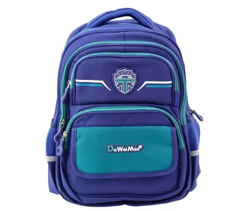 Children's School Backpack Chest Strap Navy Blue Green 38x28x19 cm