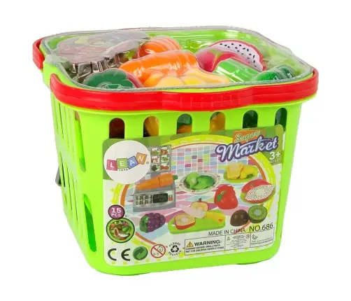 Basket With Fruith And Vegetables For Slicing And Market Weight