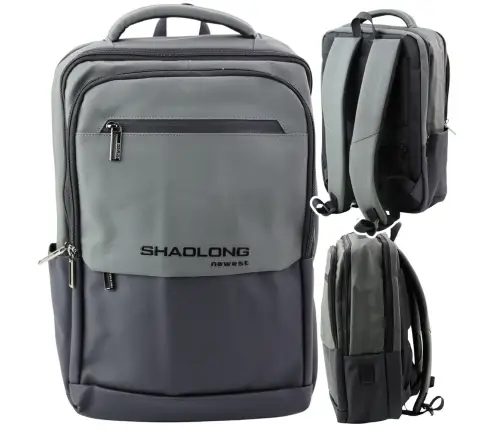 City Business Backpack USB Laptop Pocket Black Gray 16L