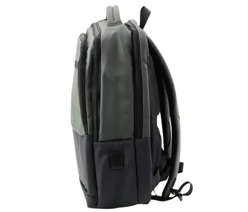City Business Backpack USB Laptop Pocket Black Gray 16L