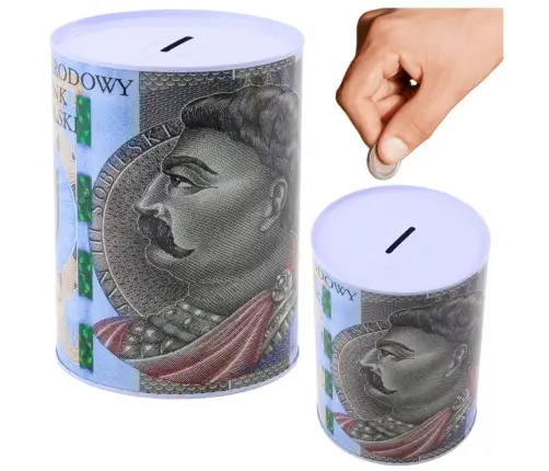 Piggy bank Metal box 500 złoty banknote 16x12cm