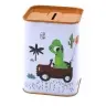 Piggy bank Dinosaur in the car Learning to save Metal White 11x8cm