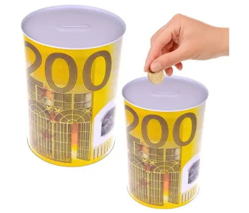 Metal Piggy Bank Tin 200 Euro Banknote 16.5 x 12cm