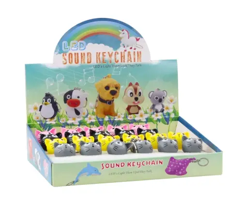 Backpack Keychain Kitten LED Flashlight Sounds Mix Color