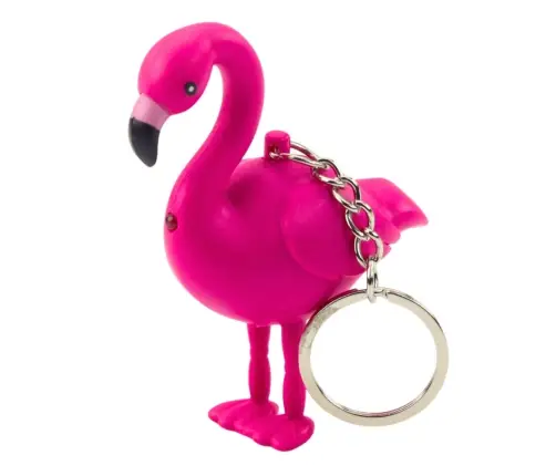 Flamingo Backpack Keychain LED Sounds Pink