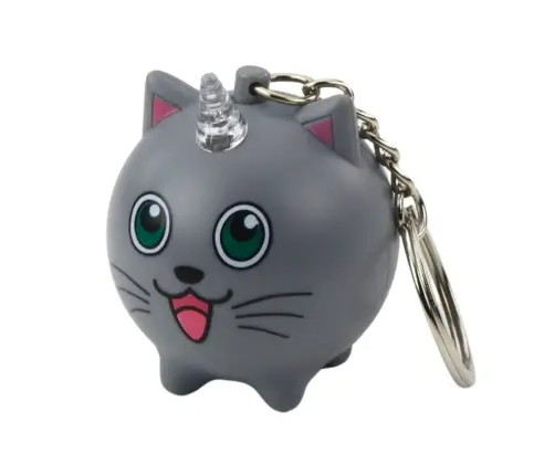 Backpack Keychain Kitten Unicorn Horn LED Sounds Gray