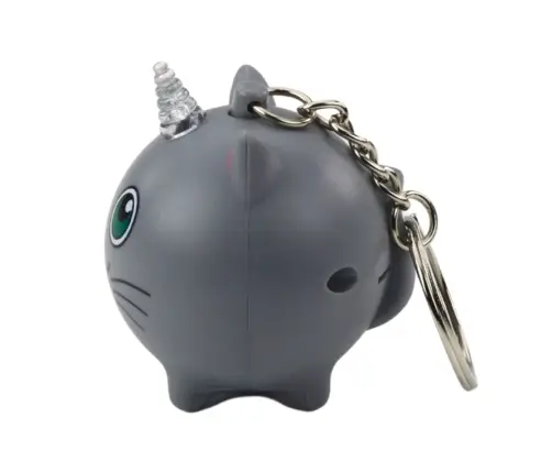 Backpack Keychain Kitten Unicorn Horn LED Sounds Gray