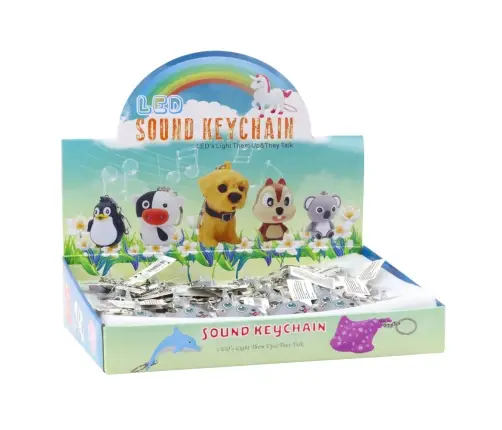 Backpack Keychain Kitten Unicorn Horn LED Sounds Gray