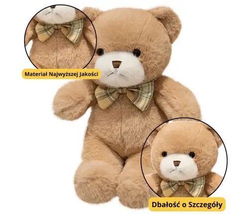 Plush Mascot Cuddly Toy Teddy Bear With Bow Beige 25cm