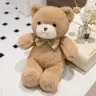 Plush Mascot Cuddly Toy Teddy Bear With Bow Beige 25cm