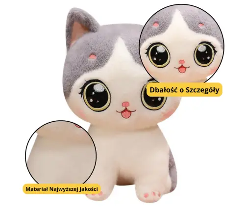 Plush Mascot Cuddly Toy Kitten White Gray 21cm