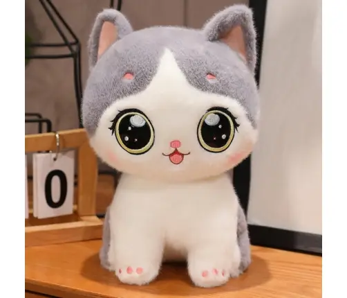 Plush Mascot Cuddly Toy Kitten White Gray 21cm