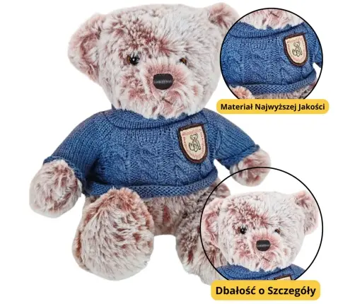Plush Mascot Cuddly Toy Teddy Bear Gray Blue Sweater 21cm