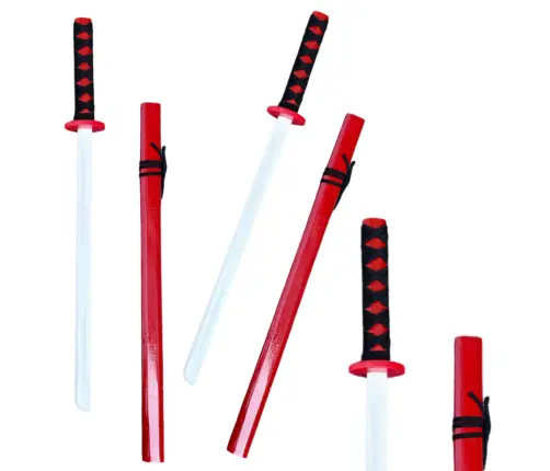 Wooden Katana Sword Play Training Prop Red 70cm